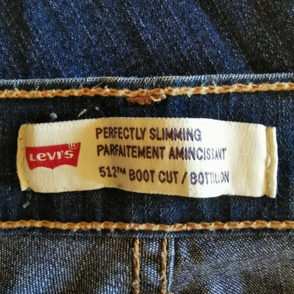 Levis Perfectly Slimming 512 Boot Cut High Rise Indigo Wash Jeans - Sz 10 - Picture 7 of 9